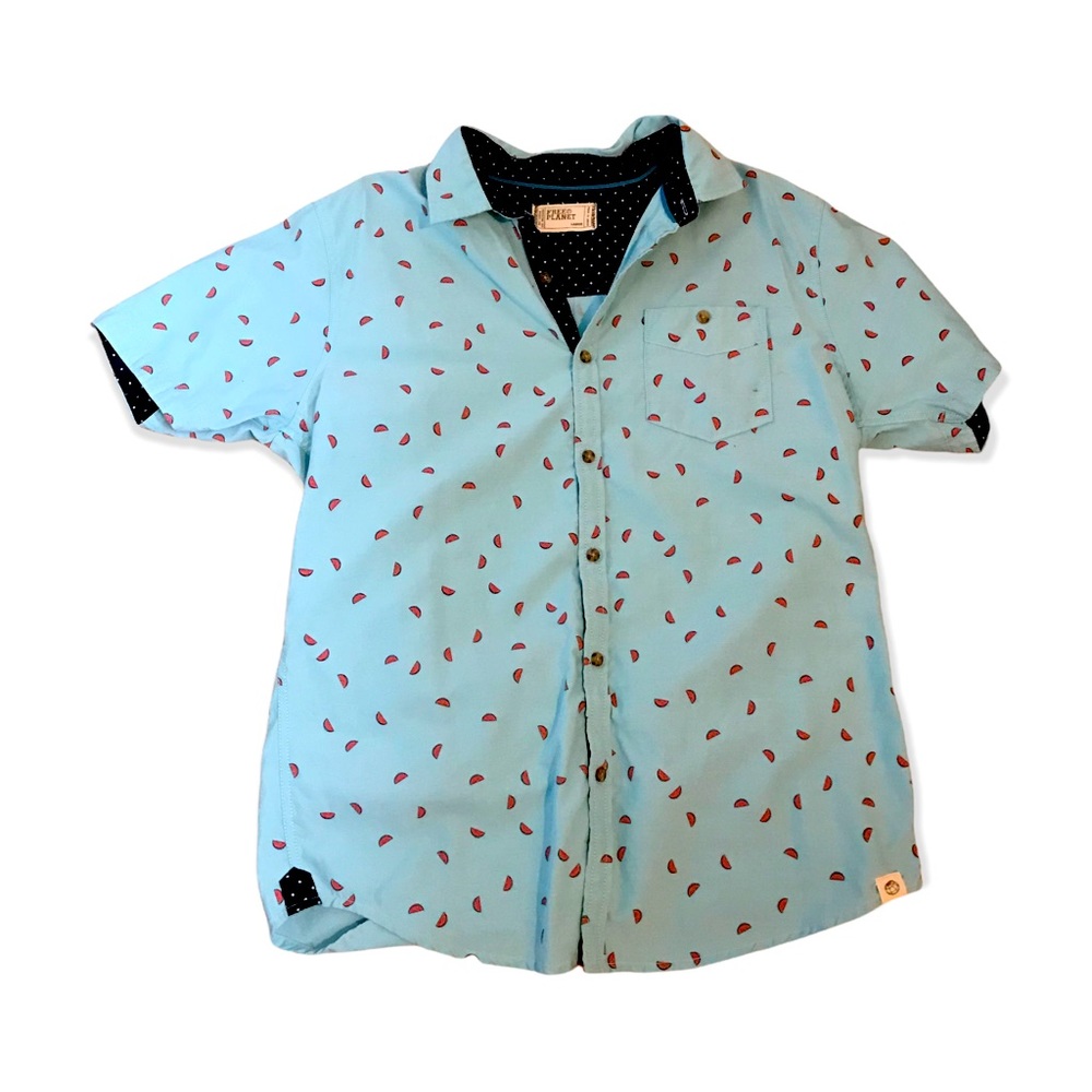 Free Planet Watermelon Short Sleeve Button Down